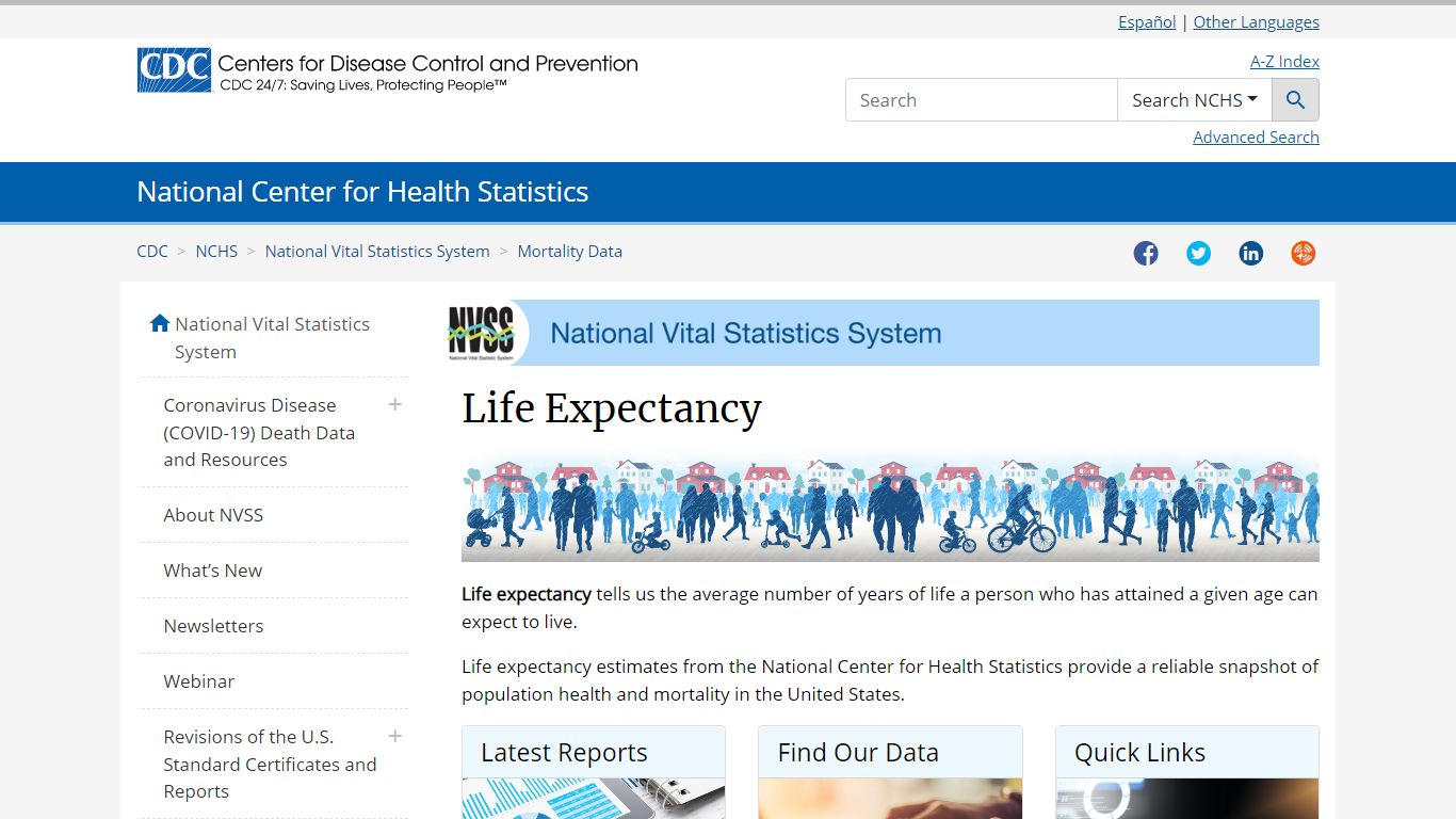 NVSS - Life Expectancy - Centers for Disease Control and Prevention