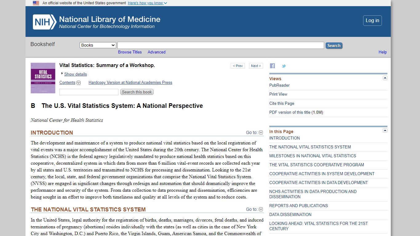 B The U.S. Vital Statistics System: A National Perspective - NCBI Bookshelf